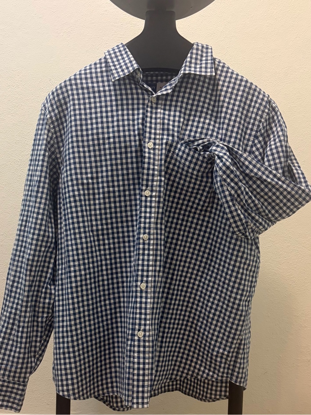 Old Navy Navy and White Gingham Button-Down Shirt